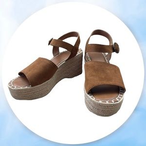 Universal Thread Espadrille Platform Wedge Sandals Morgan Cognac Brown 6
